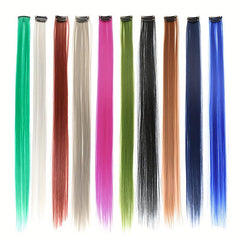 10 Pcs Colored Hair Extension Clip In Wig Pieces Women Multi-Color Hairpieces