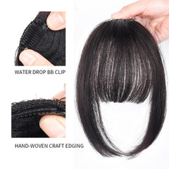 One Piece Long Hair Extensions Straight Natural Fringe Bangs Clip On Front
