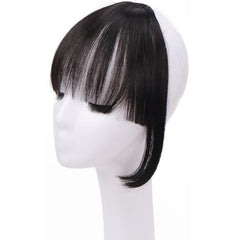 One Piece Long Hair Extensions Straight Natural Fringe Bangs Clip On Front