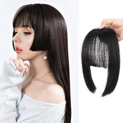 One Piece Long Hair Extensions Straight Natural Fringe Bangs Clip On Front