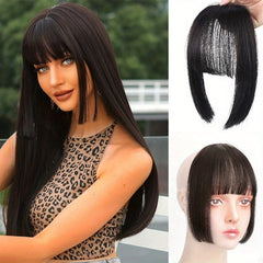 One Piece Long Hair Extensions Straight Natural Fringe Bangs Clip On Front