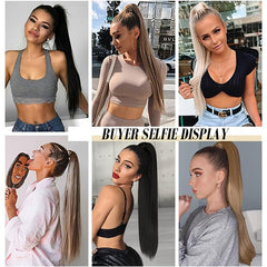 Long Straight Ponytail Extensions Synthetic Clip In Hair Extensions