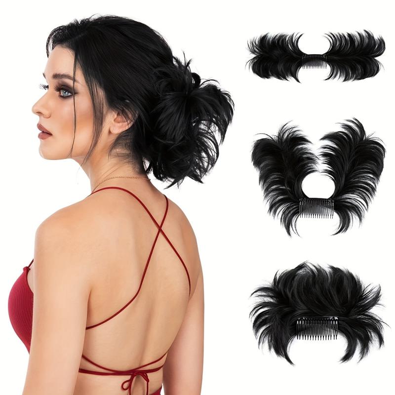 Synthetic Messy Hair Bun Comb Clip In Hair Extensions