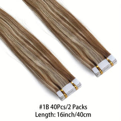 3Packs Mini Tape In Hair Extensions 100% Natural Adhesive Human Hair 8-613Blonde