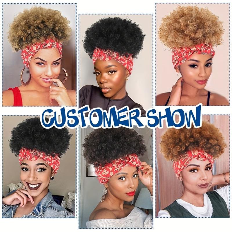 Short Kinky Curly Afro Ponytail Wig
