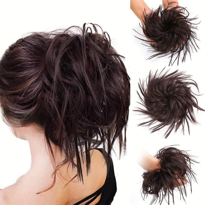Messy Hair Bun Extensions Curly Wavy Hair Scrunchies Updo Hair Pieces