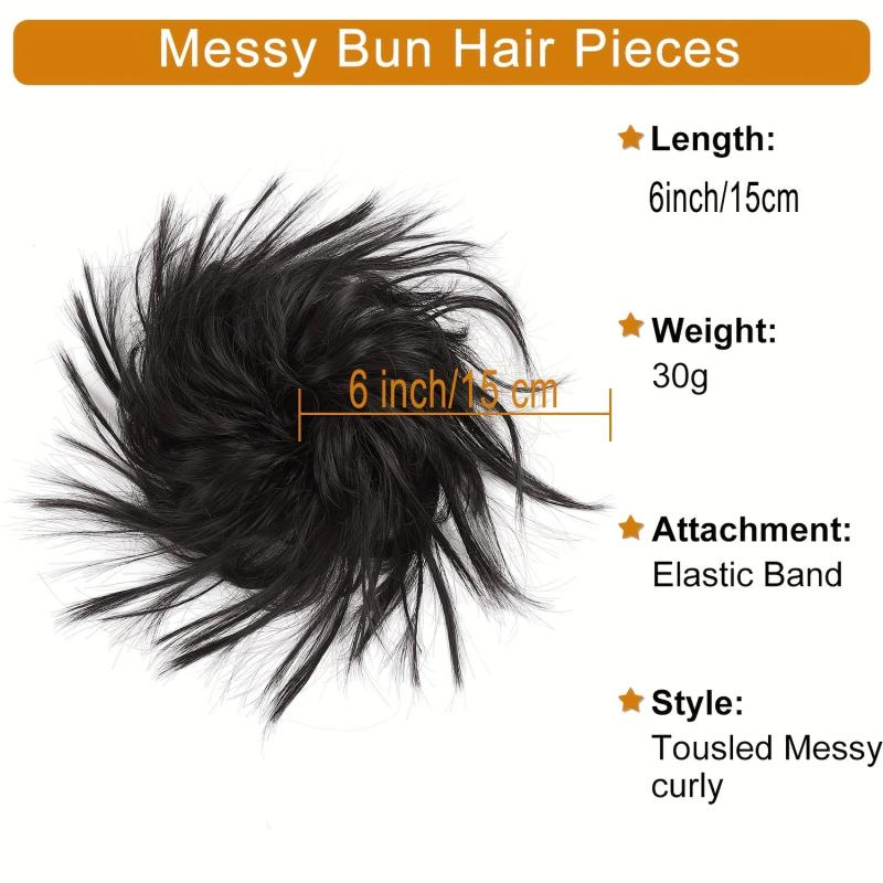 Messy Hair Bun Extensions Curly Wavy Hair Scrunchies Updo Hair Pieces