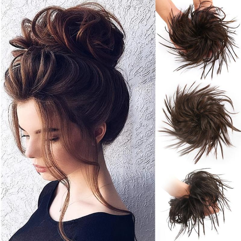 Messy Hair Bun Extensions Curly Wavy Hair Scrunchies Updo Hair Pieces