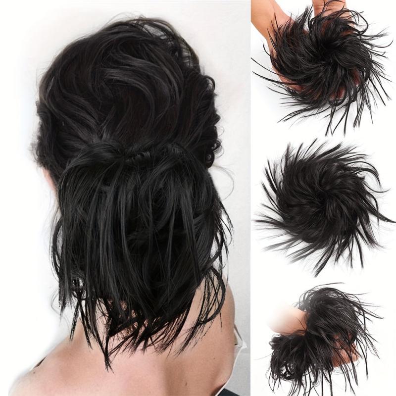 Messy Hair Bun Extensions Curly Wavy Hair Scrunchies Updo Hair Pieces