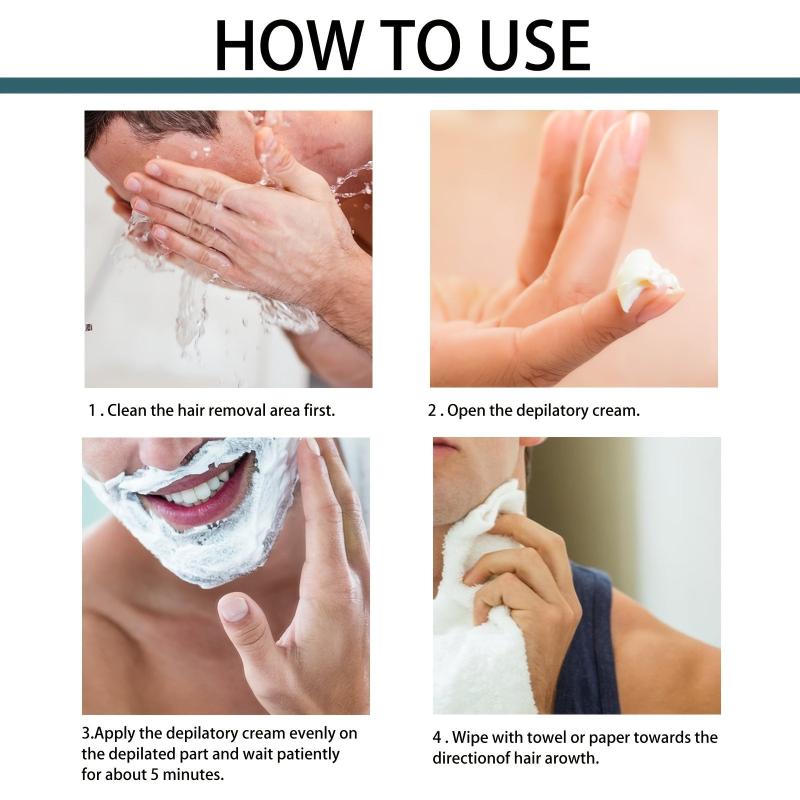 Gentle Men's Hair Removal Cream for Facial, Beard, Armpit, Legs, Chest