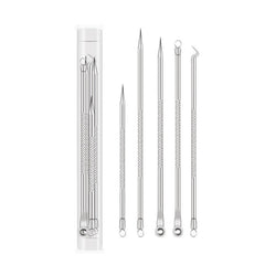 5pcs Pimple Popping Kit Stainless Steel Acne Clips & Beauty Needles