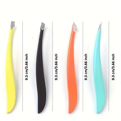 4pcs Banana Shaped Stainless Steel Eyebrow Tweezers Set