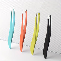 4pcs Banana Shaped Stainless Steel Eyebrow Tweezers Set
