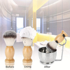Men's Wet Shaving Kit 3 Pcs Set Stainless Steel Stand Bowl & Razor Holder