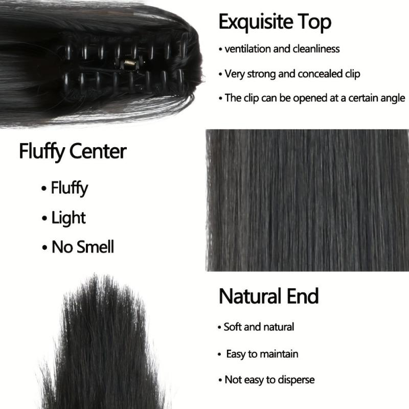 60 96 Cm Claw Clip Straight Ponytail Hair Extension Synthetic Fiber Hairpiece