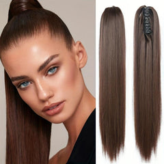 60 96 Cm Claw Clip Straight Ponytail Hair Extension Synthetic Fiber Hairpiece
