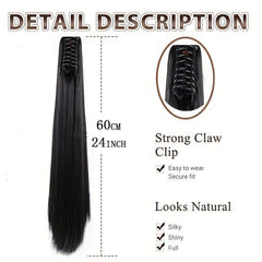 60 96 Cm Claw Clip Straight Ponytail Hair Extension Synthetic Fiber Hairpiece