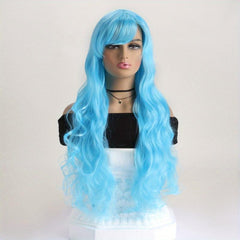 Colorful Long Curly Wig With Bangs Synthetic Wig Heat Resistant