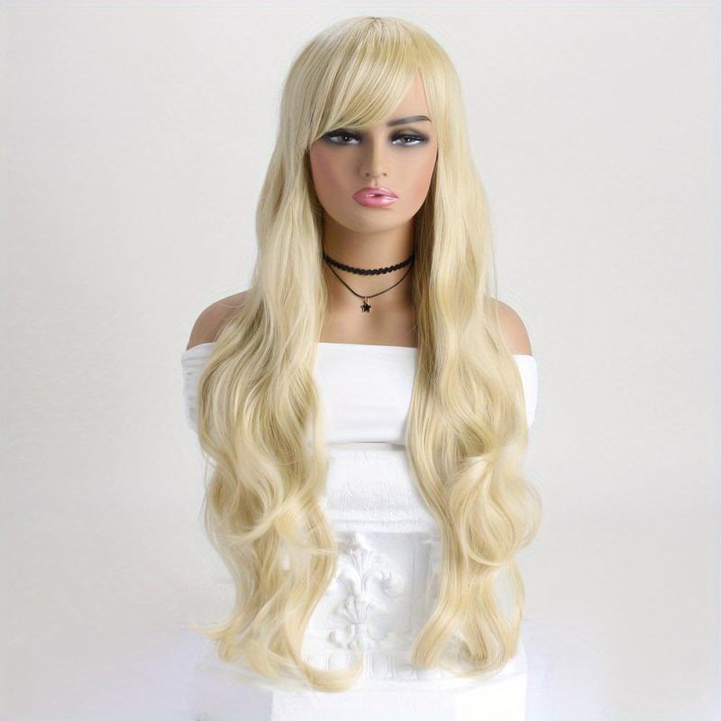 Colorful Long Curly Wig With Bangs Synthetic Wig Heat Resistant