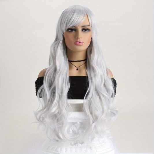 Colorful Long Curly Wig With Bangs Synthetic Wig Heat Resistant