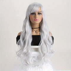 Colorful Long Curly Wig With Bangs Synthetic Wig Heat Resistant