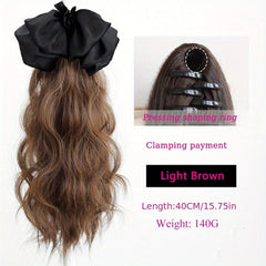 Curly Wavy Ponytail Hair Extensions with Bow Hair Clip