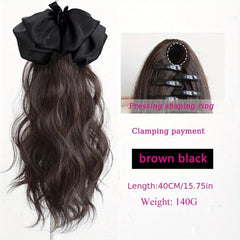 Curly Wavy Ponytail Hair Extensions with Bow Hair Clip