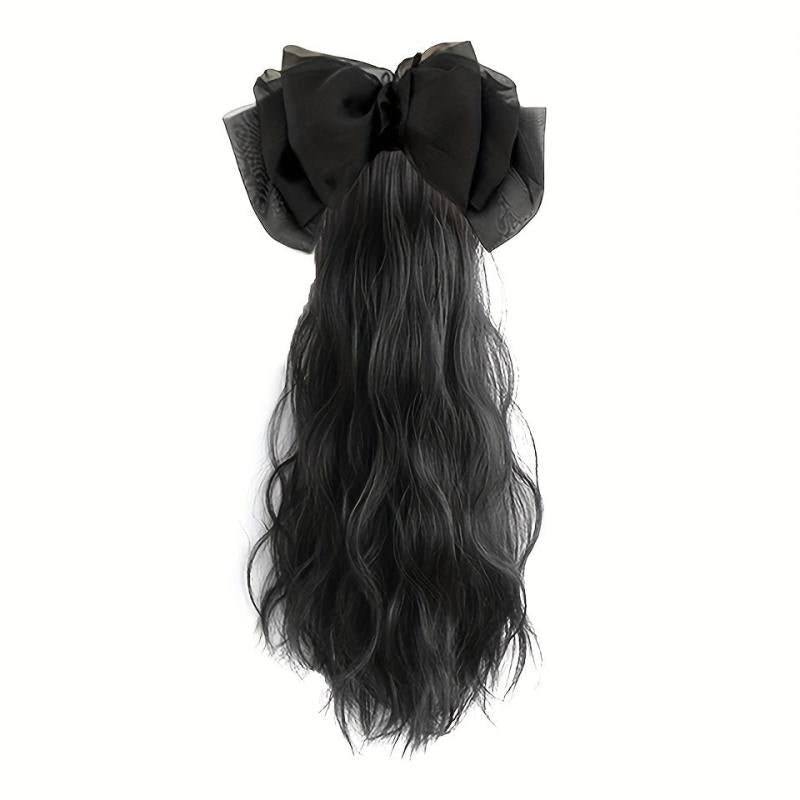 Curly Wavy Ponytail Hair Extensions with Bow Hair Clip