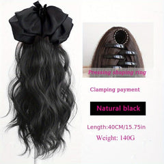 Curly Wavy Ponytail Hair Extensions with Bow Hair Clip