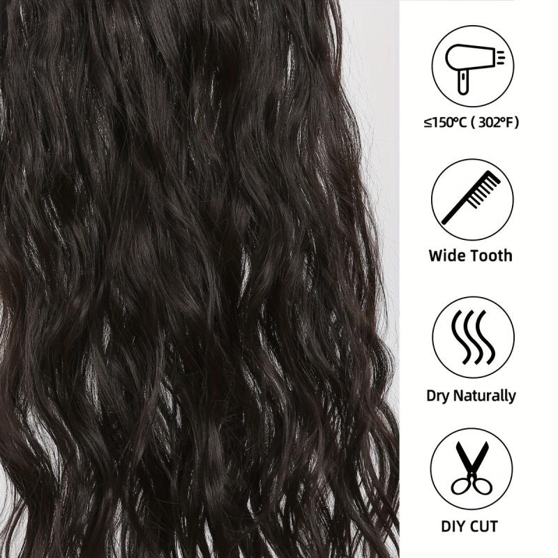 Water Wave Hair Extensions 55-88 cm Invisible Wire Natural Synthetic Hair Piece