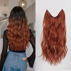 Water Wave Hair Extensions 55-88 cm Invisible Wire Natural Synthetic Hair Piece