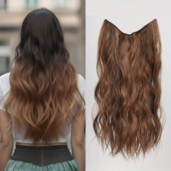 Water Wave Hair Extensions 55-88 cm Invisible Wire Natural Synthetic Hair Piece