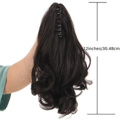 30 48 Cm Wavy Claw Clip Ponytail Extensions Synthetic Fiber for Women
