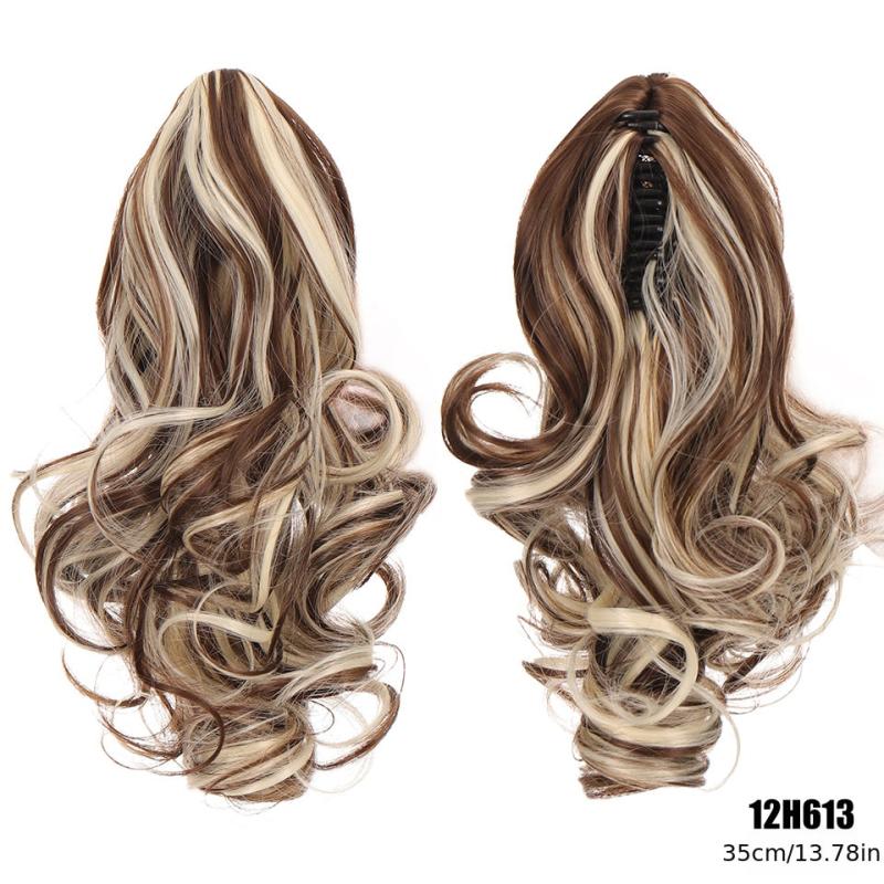 30 48 Cm Wavy Claw Clip Ponytail Extensions Synthetic Fiber for Women