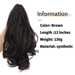 30 48 Cm Wavy Claw Clip Ponytail Extensions Synthetic Fiber for Women