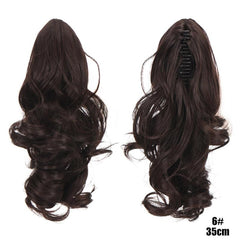 30 48 Cm Wavy Claw Clip Ponytail Extensions Synthetic Fiber for Women