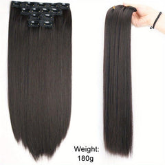 4pcs Set 55-88cm Hair Extensions Clips Straight Synthetic Fiber Hair Pieces