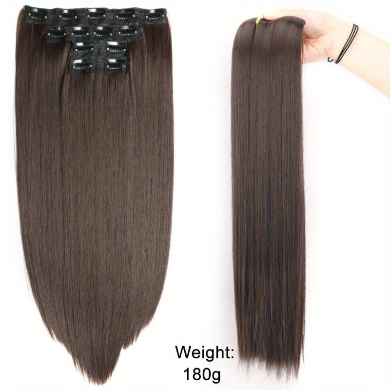 4pcs Set 55-88cm Hair Extensions Clips Straight Synthetic Fiber Hair Pieces