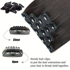 4pcs Set 55-88cm Hair Extensions Clips Straight Synthetic Fiber Hair Pieces
