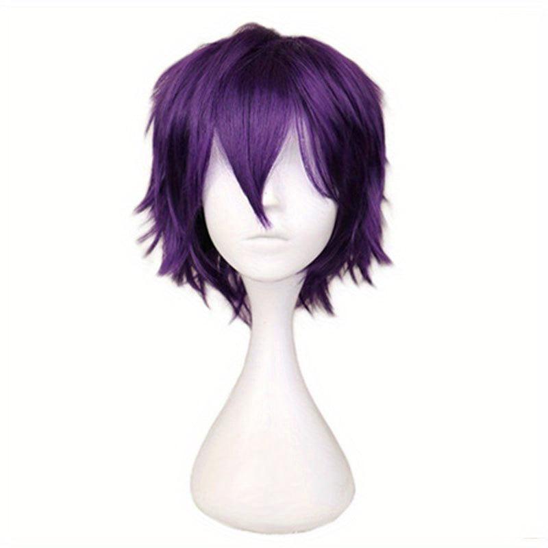 Dark Purple Cosplay Wig 30-48 cm Synthetic Hair Replacement for Anime Halloween