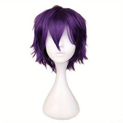 Dark Purple Cosplay Wig 30-48 cm Synthetic Hair Replacement for Anime Halloween