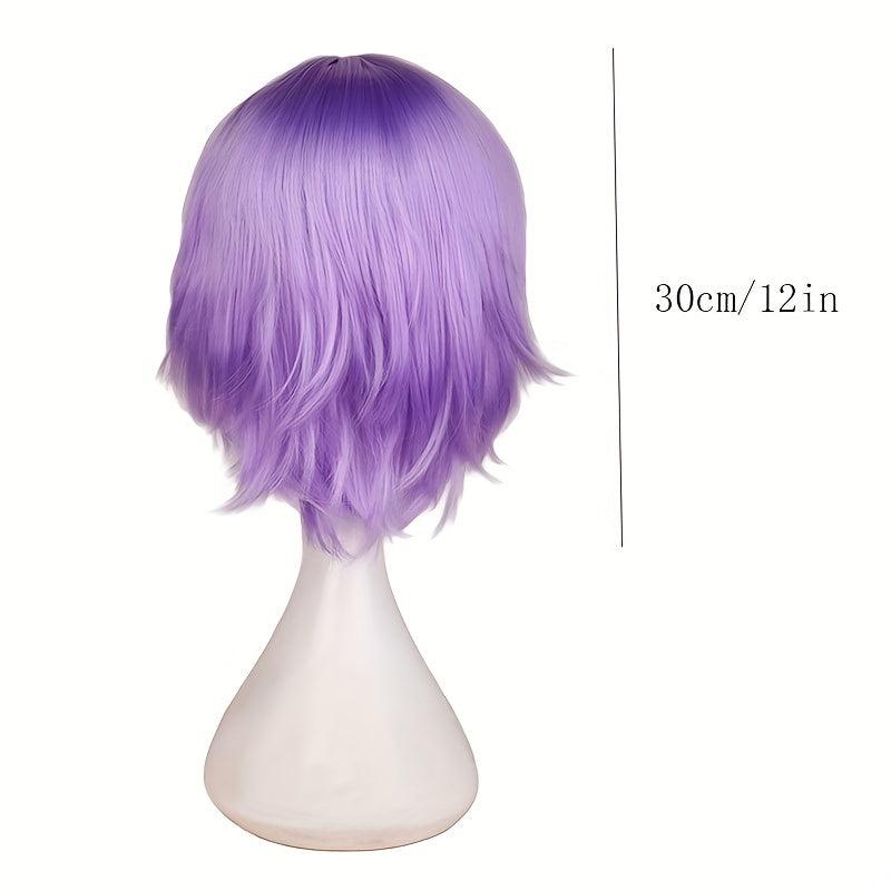 Dark Purple Cosplay Wig 30-48 cm Synthetic Hair Replacement for Anime Halloween