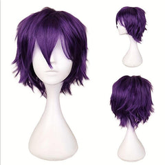 Dark Purple Cosplay Wig 30-48 cm Synthetic Hair Replacement for Anime Halloween