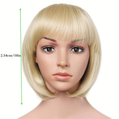 Short Straight Bob Wig Synthetic Wig With Bangs Movie Cosplay Wig