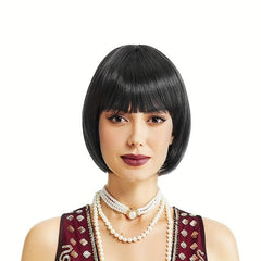 Short Straight Bob Wig Synthetic Wig With Bangs Movie Cosplay Wig