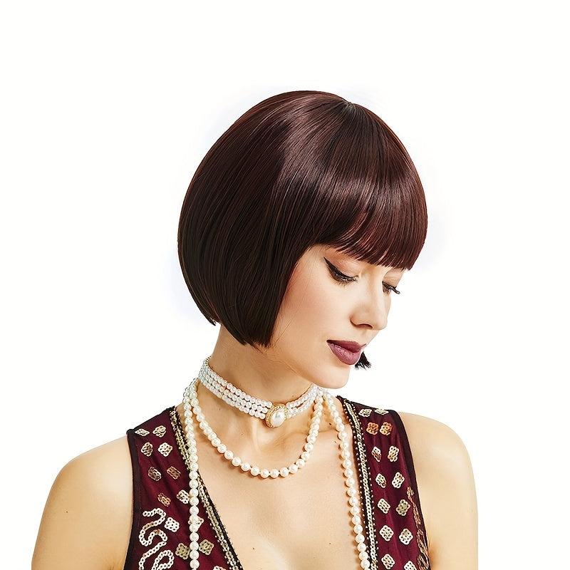 Short Straight Bob Wig Synthetic Wig With Bangs Movie Cosplay Wig