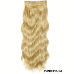 4Pcs Set Light Blond Long Body Wavy Hair 11 Clip In Hair Extension For Women