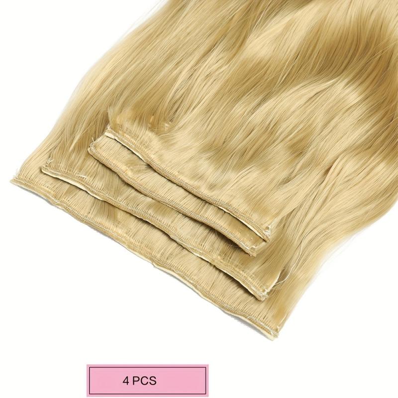 4Pcs Set Light Blond Long Body Wavy Hair 11 Clip In Hair Extension For Women