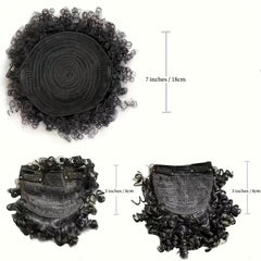 3PCS Pack Short Kinky Curly Puff Drawstring Ponytail With Bangs Updo Hair Wig