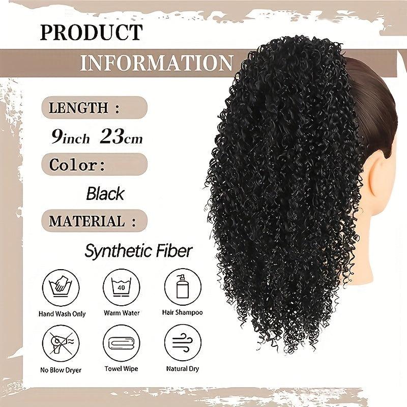 Short Deep Curly Drawstring Ponytail Extensions Synthetic Clip In Hair